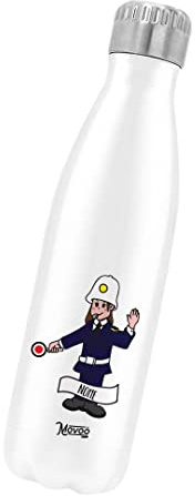 Borraccia Termica Bottiglia Termica Acciaio Inox 500ml Bottiglia Termica Made in Italy Ecologica 24 Ore Freddo & 12 h Caldo - Personalizzata con nome - Vigile Urbano Donna
