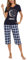 iClosam Schlafanzug Damen Kurz Pyjama Kurzarm Baumwolle V-Ausschnitt Nachtwäsche Set Zweiteiliger Top Kurzarm und 3/4 Lang Karierte Pyjamahose Loungewear Freizeitanzug für Sommer