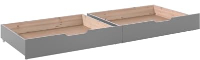 möbelando Bettschubkasten >Pino< in Kiefer grau lackiert - 97,5x20,5x88,5 (BxHxT)