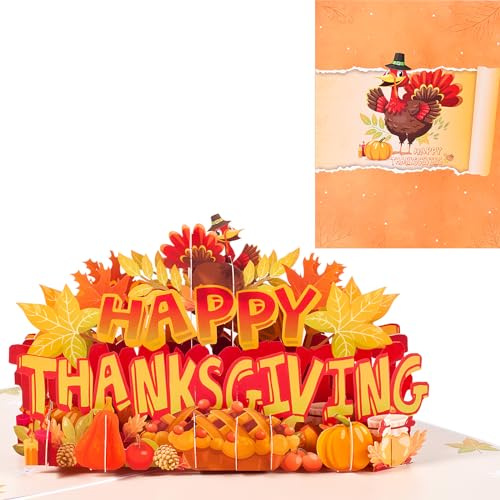 3D Thanksgiving Grußkarte,Pop Up Truthahn Karte,Faltkarte mit Umschlag