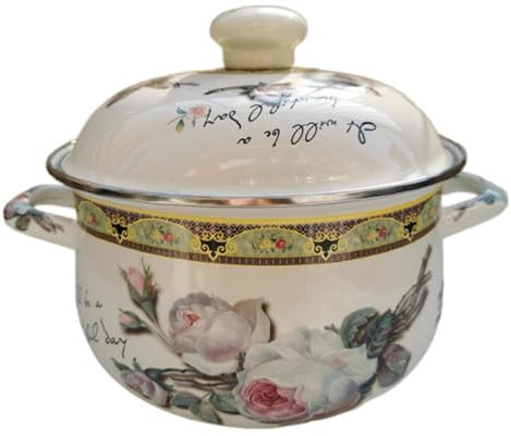 TOPBATHY Pentola per Stufato Smaltata 20 Cm, Casseruola Pratica per Cucina Domestica Manici Doppi Ergonomici, Pentola per Zuppa Resistente e Adatta a Uso Quotidiano