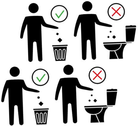 Ciieeo 2fogli Adesivi Da Muro Per Wc Segnali Di Avvertimento Igienici Autoadesivi Copriwater Per Protezione Sedile Bagno Facili Da Rimuovere Per Prevenire Intasamenti