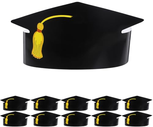 Ciieeo 12Pcs Mini Graduation Caps, Black Paper Mortarboard Hats for DIY Crafts, Graduation Party Decorations, Cake Toppers and School Ceremony Supplies