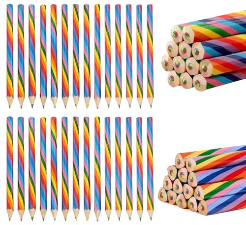 EHDWXVZM Lot de 28 crayons arc-en-ciel triangulaires et hexagonaux pour enfants et écoliers