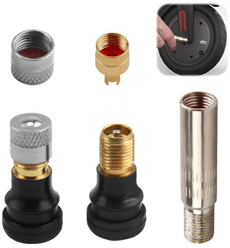 MxyVrix Válvula de Aire Premium para Patinetes Xiaomi y Ninebot MAX G30, Incluye Adaptador de Extensión de Válvula, Compatible con Diversos Modelos de Scooters Eléctricos