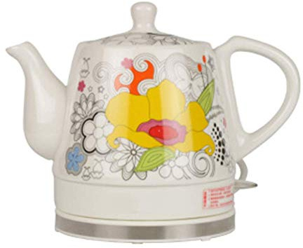 NFOQRVKW teapot Electric Ceramic Cordless White Kettle Teapot - Retro 1.2 l Jug, 1350w Boils Water Fast For Tea, Coffee, Soup, Oatmeal - Removable Base, Boil Dry Protection,Yellow,1L