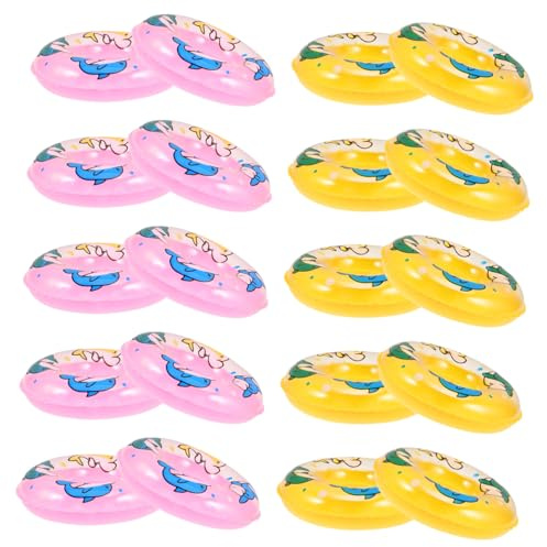 SUPVOX 20pcs Mini Swim Rings for Dollhouse Pool Layouts Boys and Girls Inflatable Rings Toy Pool Floats Decorations Photo Shoot Accessories