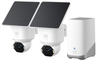 eufy Security Kit de 2 caméras SoloCam E42 (HomeBase S380), caméra Solaire 4K sans Fil pour Dehors, Suivi IA, Stroboscope,Camera Surveillance WiFi, Reconnaissance faciale,Stockage Local Jusqu’à 14 TB
