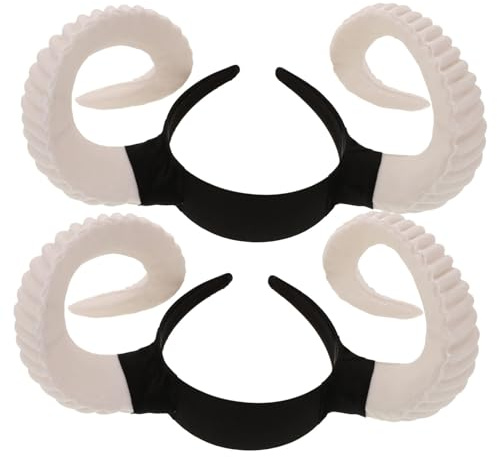 HEMOTON 2pcs Ram Horn Headband Sheep Ears Cosplay Costume Animal Hairband for Photo Shoot Dress up Parties Women Boys and Girls