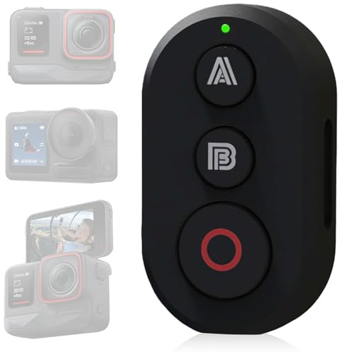 Télécommande sans Fil pour Caméra d’Action et Caméra 360, Télécommande de Commande à Distance 30m, Déclencheur à Main avec Bracelet et Support Vélo, Accessoire de Voyage pour Sports et Vlog