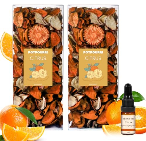 SCENTORINI Citrus Dried Flower Potpourri 240g Orange Petals & Essential Oil