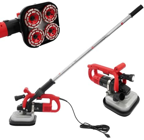 4-Head Concrete Grinder Set, 4 Floor Surface Grinder Machine with 3800W Motor, 5000 RPM Variable Speed Concrete Grinder with Dust Shroud for Concrete, Stone, Marble, Granite Grinding