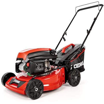 Cedrus CEDKS42 Benzin Rasenmäher 42 cm 4,2 PS 145cc ohne Antrieb 3in1 Mulchen Fangen Heckauswurf 45L Fangkorb zentrale Schnitthöhenverstellung Stahlgehäuse