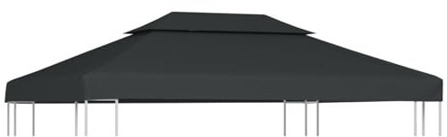 Yorten 2-stegs paviljongstak reservtak PVC-beläggning vattentät antracit 310 g/m2 4 x 3 m för lusthus trädgårdstält