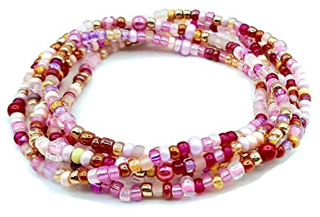 ARMBAND gold pink ohne Verschluss by Bau[m]werk Made in Germany Perlen Wickelarmband Ibiza Style Sommer