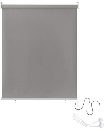 AUFUN Außenrollo Balkon Outdoor Rollo Wetterfest 100 x 140 cm Grau