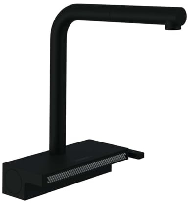 hansgrohe Küchenarmatur Aquno Select M81 (Wasserhahn Küche, Schlauchbox und Abtropfsieb, 360° schwenkbar, hoher und ausziehbarer Auslauf 250mm, 2 Strahlarten, Standardanschlüsse) Mattschwarz