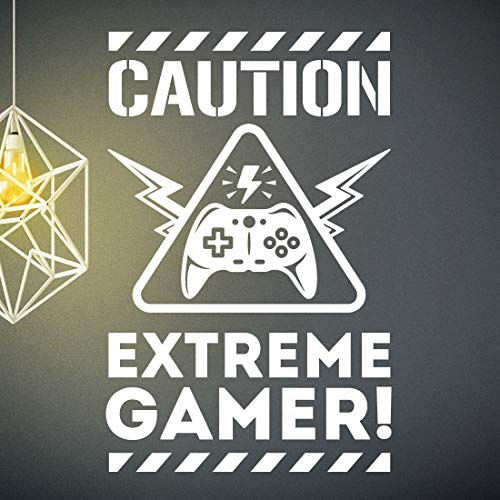 Caution extreme gamer wall sticker boys bedroom decor gaming wall art kids room decorations stickers teen gamers boy posters boy decal teenage decoration vinyl home mural funny game rooms design white