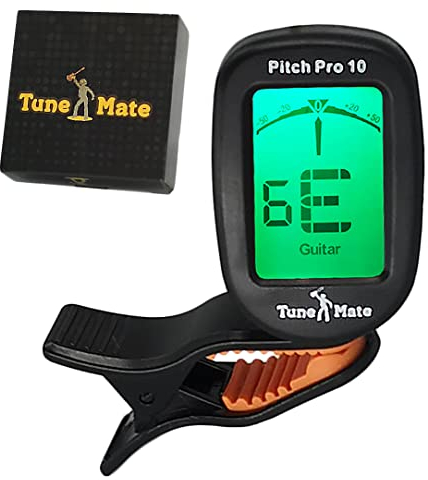 Ukulele & Guitar Clip On Tuner. Battery Included. Also for Bass, Violin, Banjo, Chromatic & Wind. String & Multi Instrument. Acoustic & Electric. UK Company. Easy to Use & Backlit Digital Display.