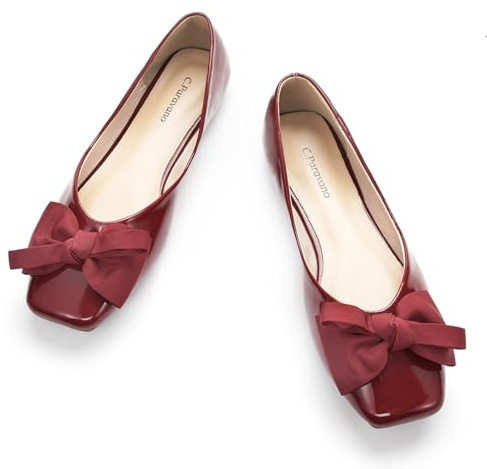 C.Paravano Ballet Flat | Flats for Women | Ballet Flats | Black Ballet Flats for Women | Pink Flats (Size 9.5,Red)