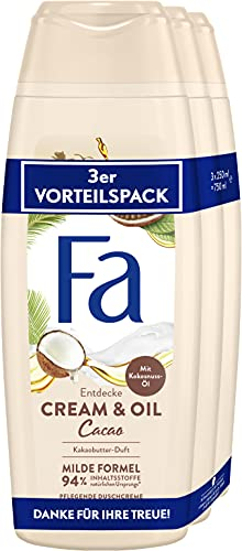 Fa Duschcreme Cream&Oil Macadamia mit dem verwöhnenden Duft von Kakaobutter 3er, 750 ml