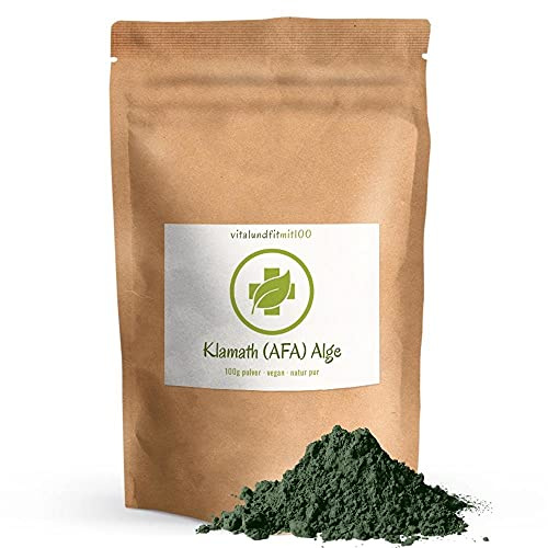 vitalundfitmit100 Klamath-AFA-Algenpulver 100 g, Wildsammlung, vegan, proteinreich