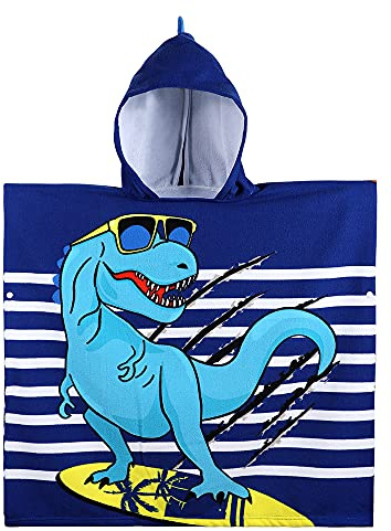 KAKU NANU Kids Poncho Hooded Towels 6-14 Years Old,Exquisite Pattern Beach Swimming Bath Towels with Hood for Boys Girls Children