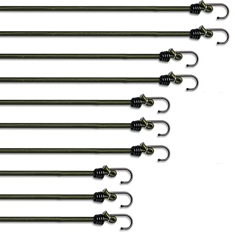 Pluvios Lot de 10 tendeurs Robustes avec Crochets - Mélange de Tailles - Cordon élastique Multifonction pour Sangles de Bagages, Voiture - Résistant aux intempéries et aux UV