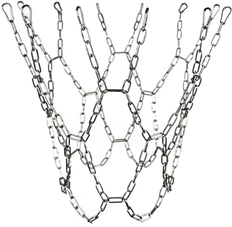 Sanung Stainless Steel Basketball Net, All Weather Rust-Proof 304 Stainless Steel Chain Braided Basketball Net for Indoor Outdoor Use, Easy to Install