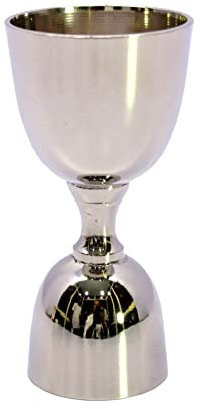 eSplanade Brass Liquor Peg Measuring Glass Jigger Bar Tool - Double Sided - 30 and 60 ml - Silver