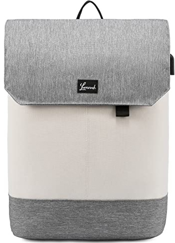 LOVEVOOK Backpack School Laptoptasche Arbeitstasche Damen Wasserdichter Notebook Rucksack mit Laptopfach 17 Zoll & Anti Diebstahl Rucksacktasche für Business, Büro, Uni u. Schule (Beige Grau)