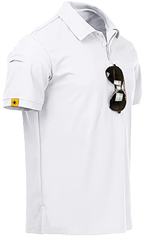 geeksport Poloshirt Herren Kurzarm Freizeit Sport Polo Golf Tshirts Männer Polohemd (Weiß 3XL)