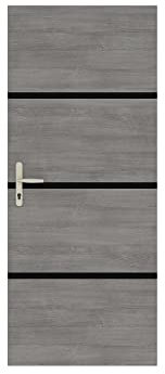Nordlinger Kit de rénovation pour porte intérieure Décor gris agate 890515-4 feuilles de placage 85 x 50 cm & 3 profils noirs 85 x 2 cm