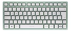 CHERRY KW 7100 MINI BT, Kompakt Tangentbord för Flera Enheter med 3 Bluetooth-Kanaler, Tysk Layout (QWERTZ), Platt Design, inkl. Bärväska, Agave Green