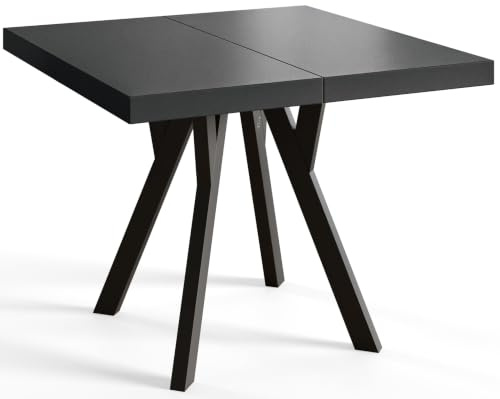 Esstisch Ausziehbar Rico 120-220cm, Schwarz, Holzbeine, Modernes Design
