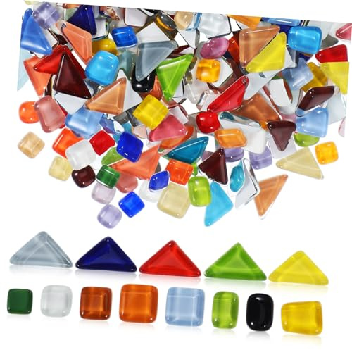 Carreaux de Mosaïque en Verre Cristal, Lot de 3 Paquets 200 G | Surface Lisse et Régulière, Usage DIY et Déco Maison, Pièces Résistantes à L’usure la Décoloration