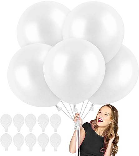 Vit jätteballong, 10 stycken jätteballonger, 36 tum, stor ballong diameter 90 cm blandad färg latex för bröllop födelsedag dop examen jul fest