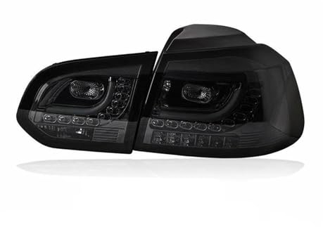 KIROJA Für VW Golf 6 2010-2012 Auto DRL LED Modifizierte Rücklichtmontage Nebelscheinwerfer Rückfahrbremslicht Blinker Autoersatzteile (Color : Black R)