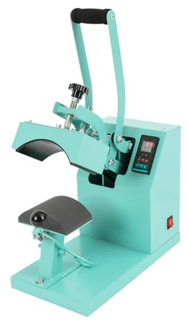 DeeDuud 550W Kappenpresse, Mützenpresse mit Digitalanzeige 0-200℃ 0-999s Heat Press Machine für Herstellung verschiedener Geschenke und Souvenirs (Blau)