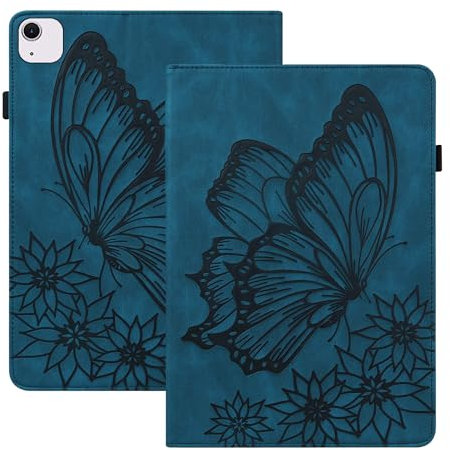 nincyee Klapphülle für iPad Air 13 Zoll 2024, klassisches Retro-Design, großes Schmetterlingsmuster, PU-Leder, Buchhülle mit Kartenschlitzen