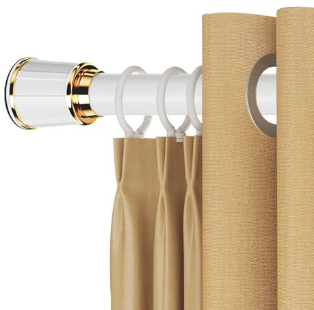 Ausziehbare Gardinenstangen, Duschvorhangstange, Ø 33 mm, Spannstangen für Vorhänge, Duschvorhangstange, Duschvorhangstange, Gardinenstangen, ohne Bohren, Duschstange (Weiß, 210–300 cm)