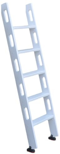 Scaletta per Letto a Castello in Legno Bianco, Solo Scale per Soffitta da 7,2 6,3 5,4 4,5 3,6 Piedi con Pioli Larghi da 4 Pollici e Poggiapiedi in Gomma, Staffe di Montaggio Incluse (Colore