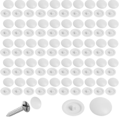 FunWorth 100 STK Schraubenabdeckungen 12mm, Weiß Abdeckkappen | 100 Schraubenkappen. Kunststoff Lochstopfen für 7-8mm Kreuzschlitz. Verbirgt Hardware, Rostschutz. Für Möbel, Laminat
