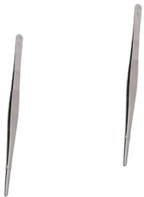 Cabilock 2pcs Stainless Steel Food Tweezers BBQ Grill Accessories Steak Clamp Rustproof Cooking Tweezers