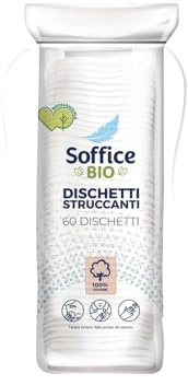 Soffice Bio - Dischetti Struccanti (1440 Pezzi) 24 Confezioni da 60 pezzi, Dischetti Resistenti 100% Cotone, Biodegradabili per Rimozione Make Up, Trucco e Smalto
