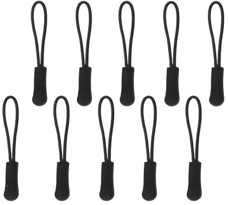 10 Stück Reißverschluss Anhänger,Ersatz Verlängerung Anti-Rutsch Nylon Zipper Anhänger, für Rucksack Sportswear Reissverschluss Haken(Schwarz)