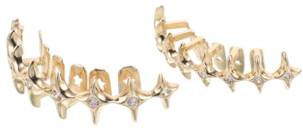 WOONEKY Goldschmuck Mit Stern-design Vergoldete Fake-grills Für Männer Und Frauen Party-accessoires Rapper-kostüm-requisite