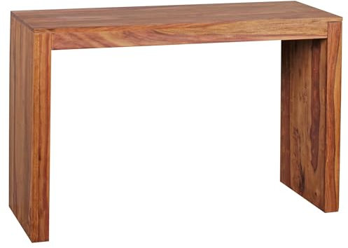 Sheesham - Tavolo consolle in legno massiccio, 115 x 40 x 75 cm, design sottile, scrivania da lavoro, moderno, tavolo d'ingresso in legno naturale