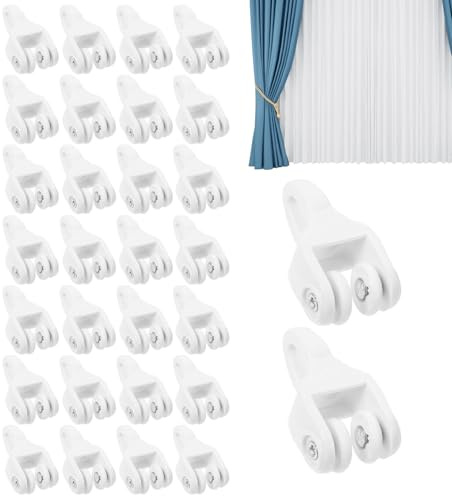Rodillos de riel para cortinas | 30 ganchos para cortinas, clips resistentes al óxido, rodillo resistente para cenadores, dormitorios, ventanas de caravanas
