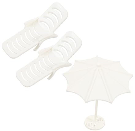 CIYODO Miniature Beach Umbrella and Deck Chair Set 1:50 Scale for Diy Sand Table Model, Dollhouse Decoration, Outdoor Scene Accessory for Craft and Landscape